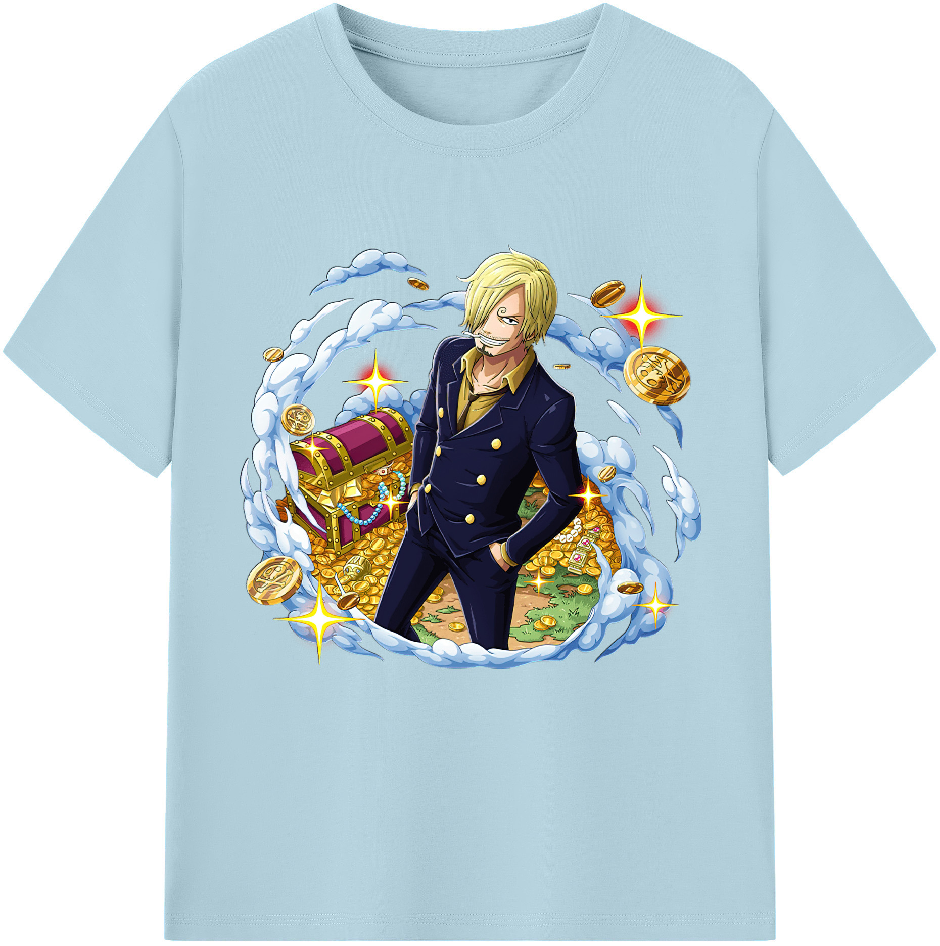 ワンピース サンジ ONE PIECE Sanji 綿100％半袖Tシャツ（フロントプリント）